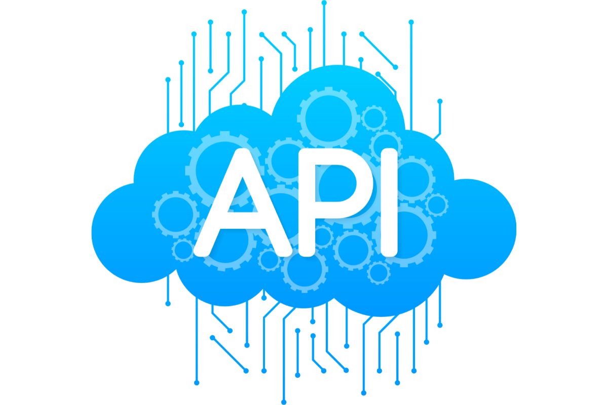 Nuage bleu avec plein de liens de connexion qui représentent les liaisons API